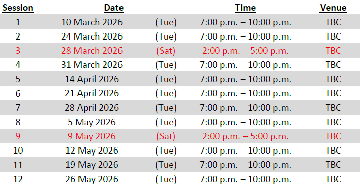 Tentative Lecture Schedule